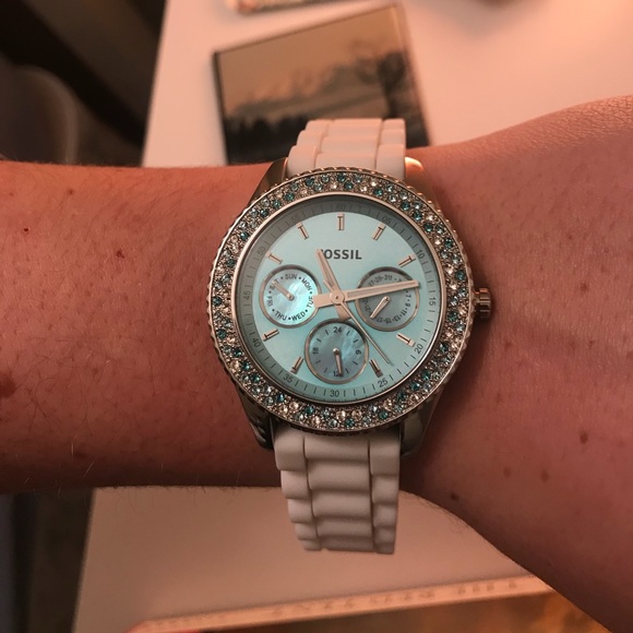 Tiffany Blue Fossil Watch Es2894 Aqua 